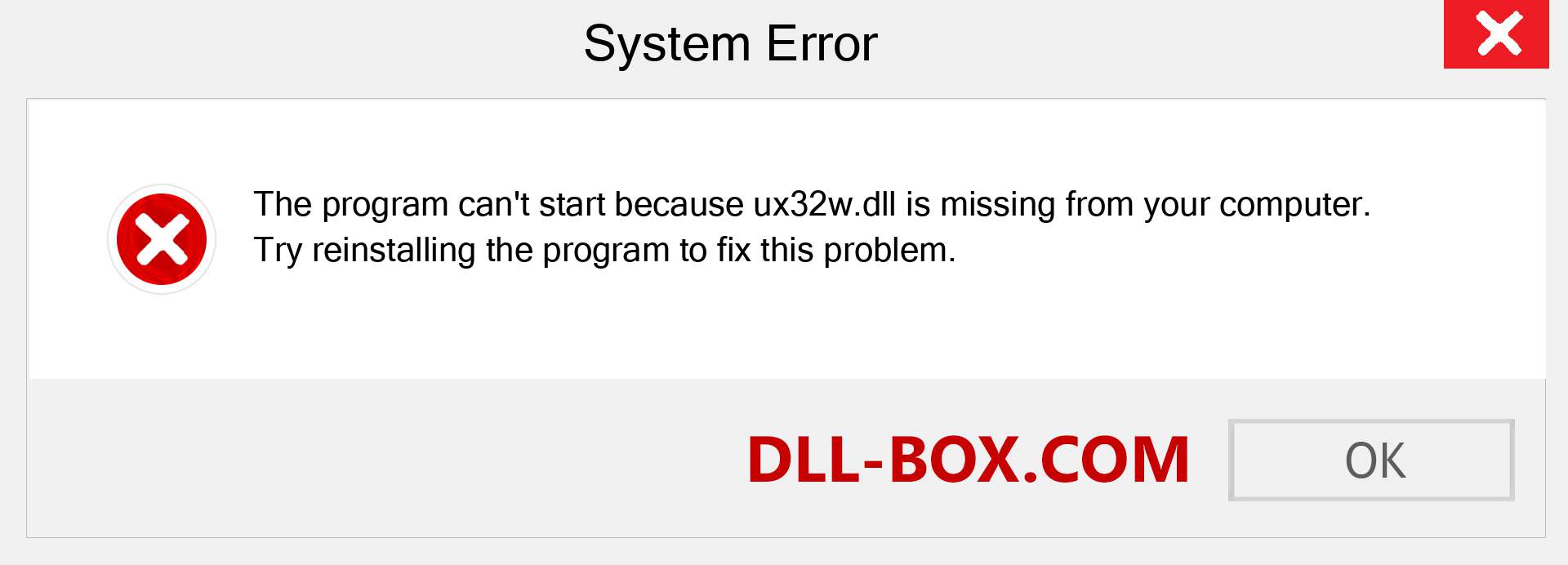  ux32w.dll file is missing?. Download for Windows 7, 8, 10 - Fix  ux32w dll Missing Error on Windows, photos, images
